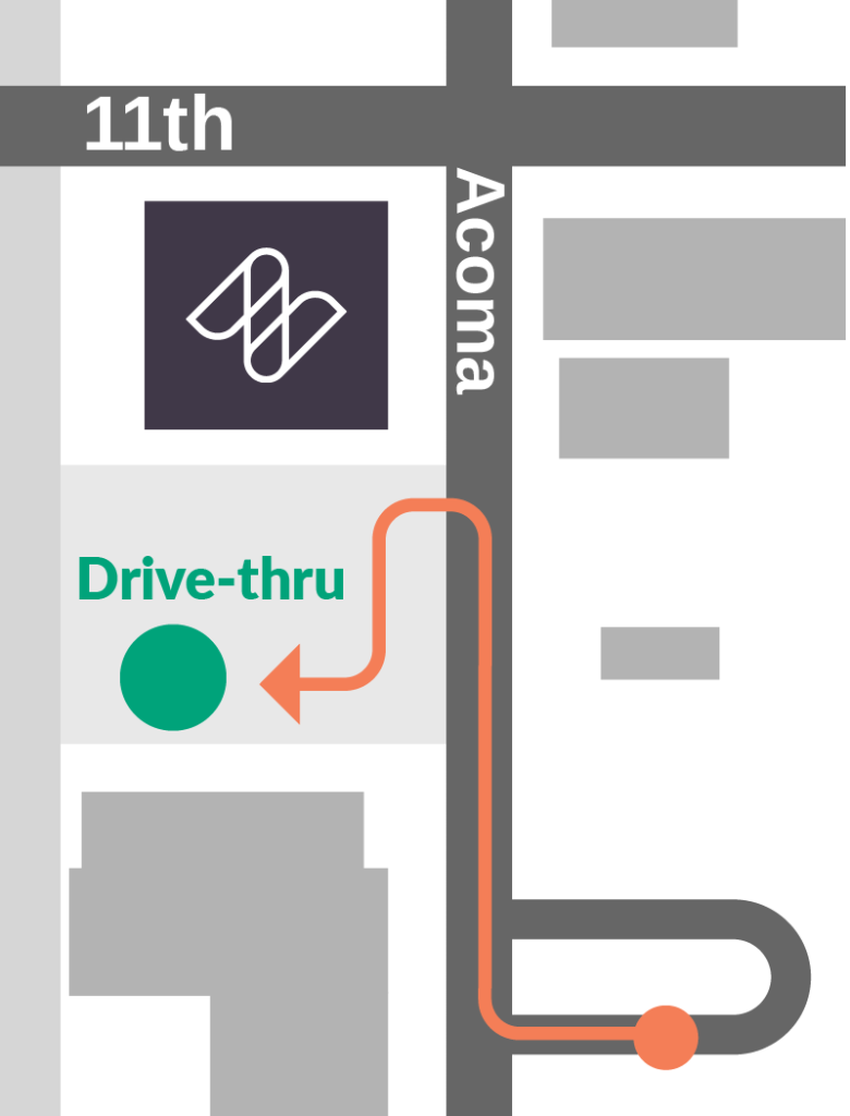 Map of Acoma drive-thru and where it is moving to at 1075 Acoma St.